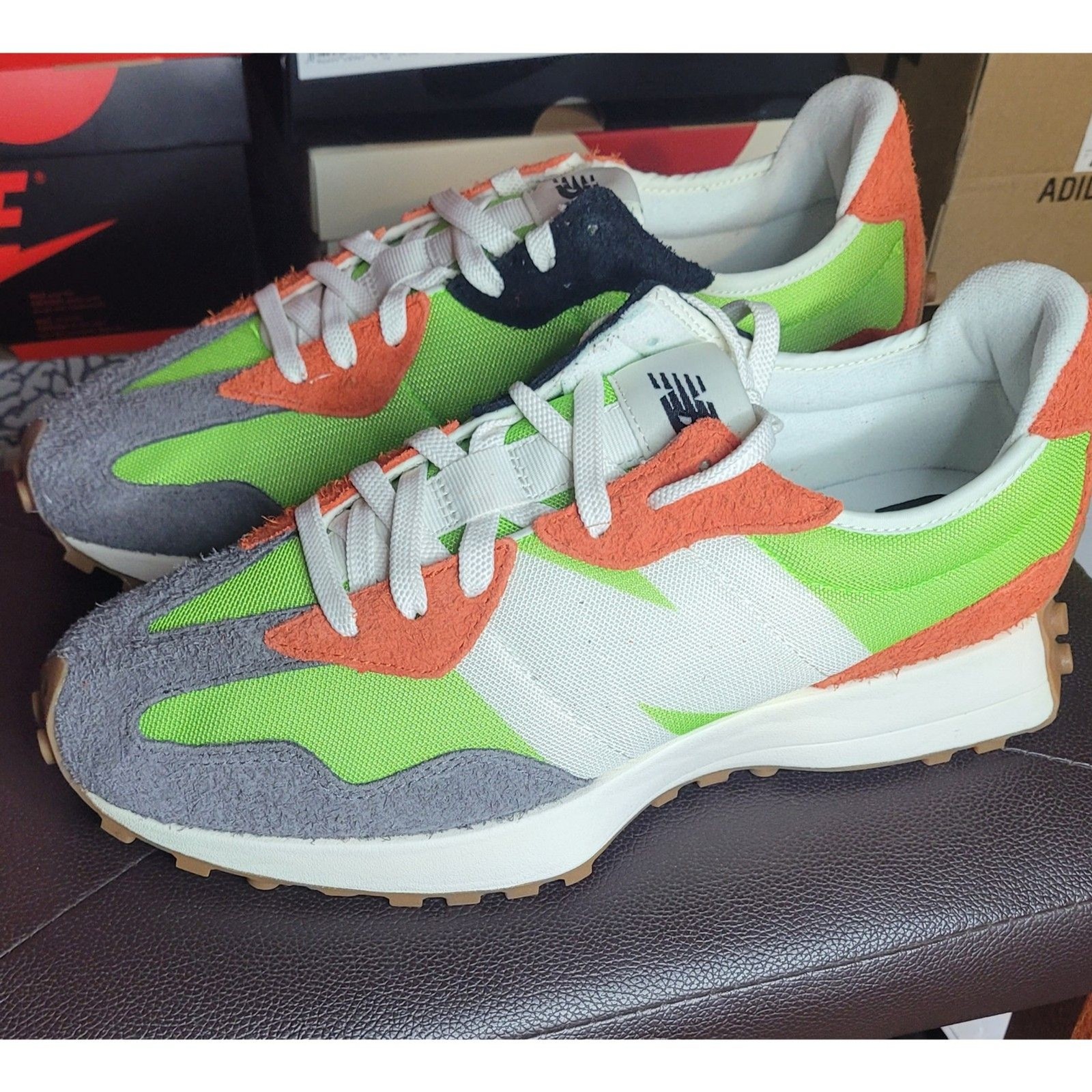New Balance 327 MS327SFA Green Orange Gray Men’s Size 10 Lifestyle Shoes New