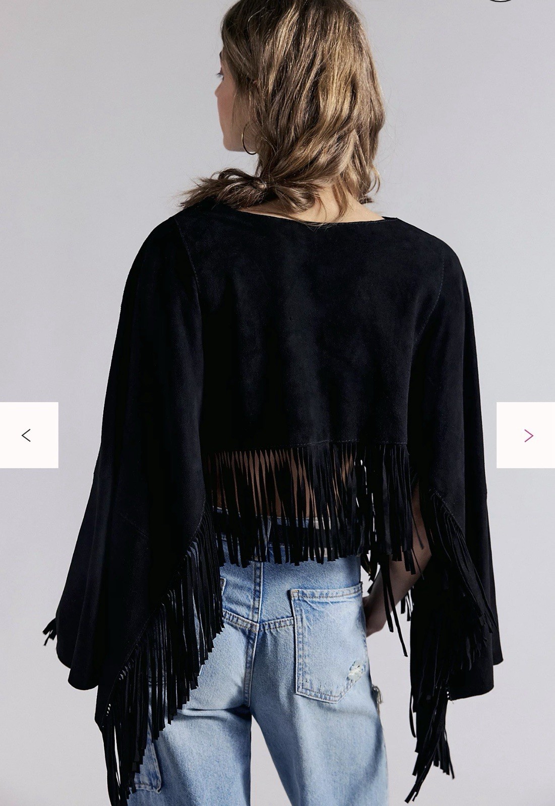 100% Sheep Leather Suede Poncho By Free People Sz XS/S NWT Western Classic #J