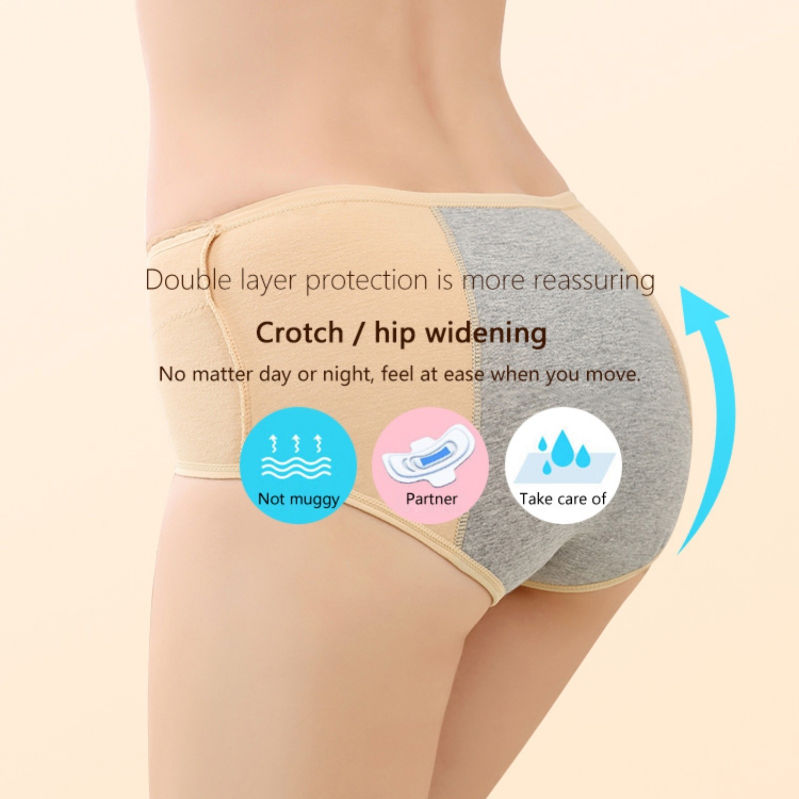 3 Womens Period Panties Solid Menstrual Briefs Stretch Brief Leakproof Underwear