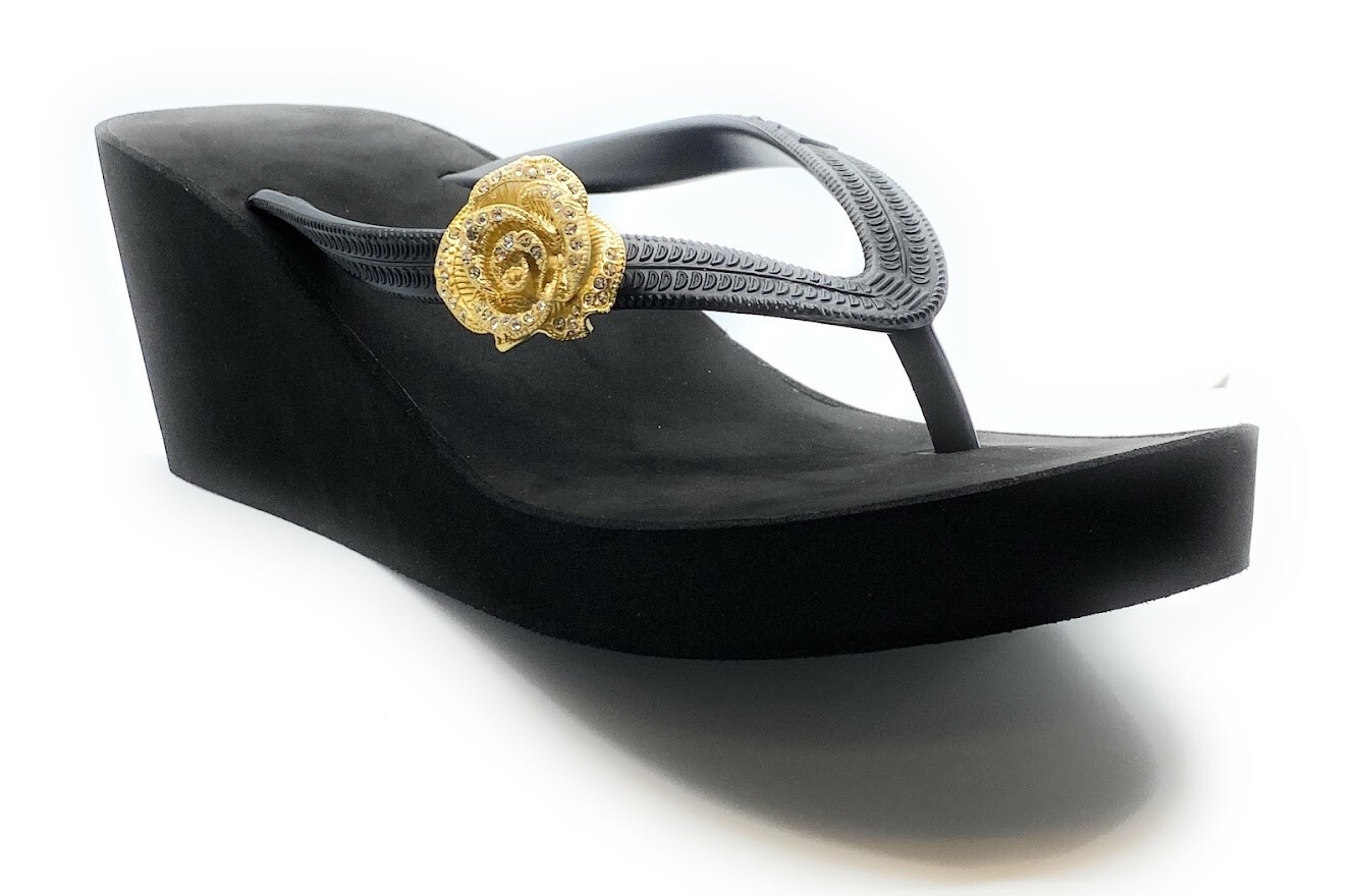 Popits Women 2” Wedge Heel Platform Flip Flops Sandal + Charm ~ Choose Your