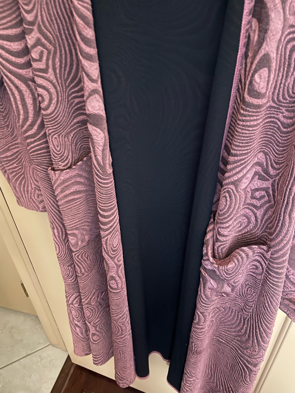 Women’s Lularoo duster jacket size L NWOT Dusty Rose pattern long length pockets