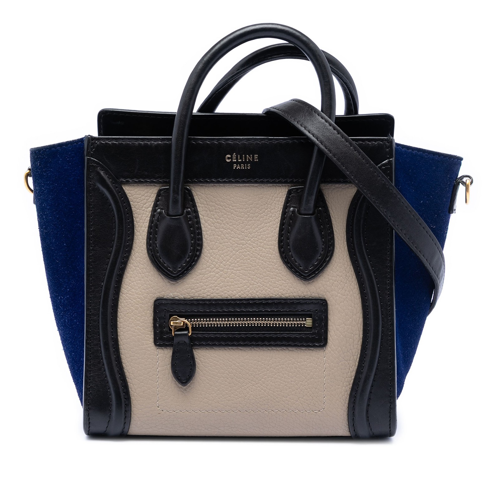 Celine Nano Tricolor Calfskin and Suede Luggage Tote | Pre-Loved | Authenticated