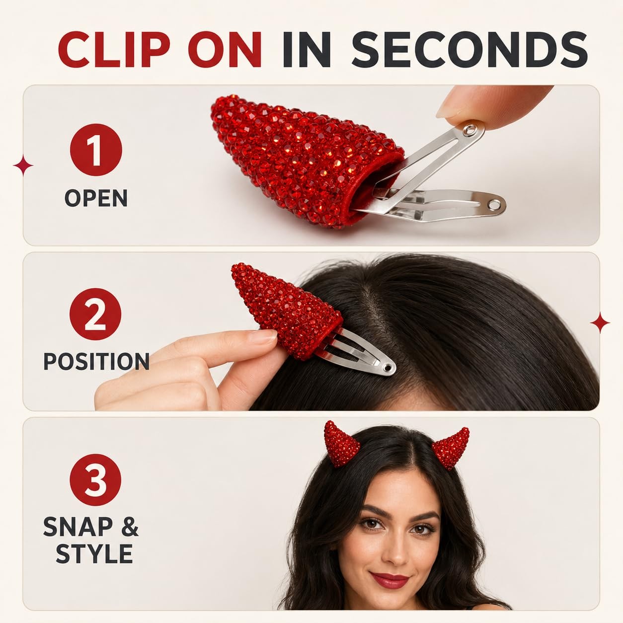 Devil Horn Hair Clips 4 Pcs Black Red Devil Horns Hair Clip Halloween Hair Acces