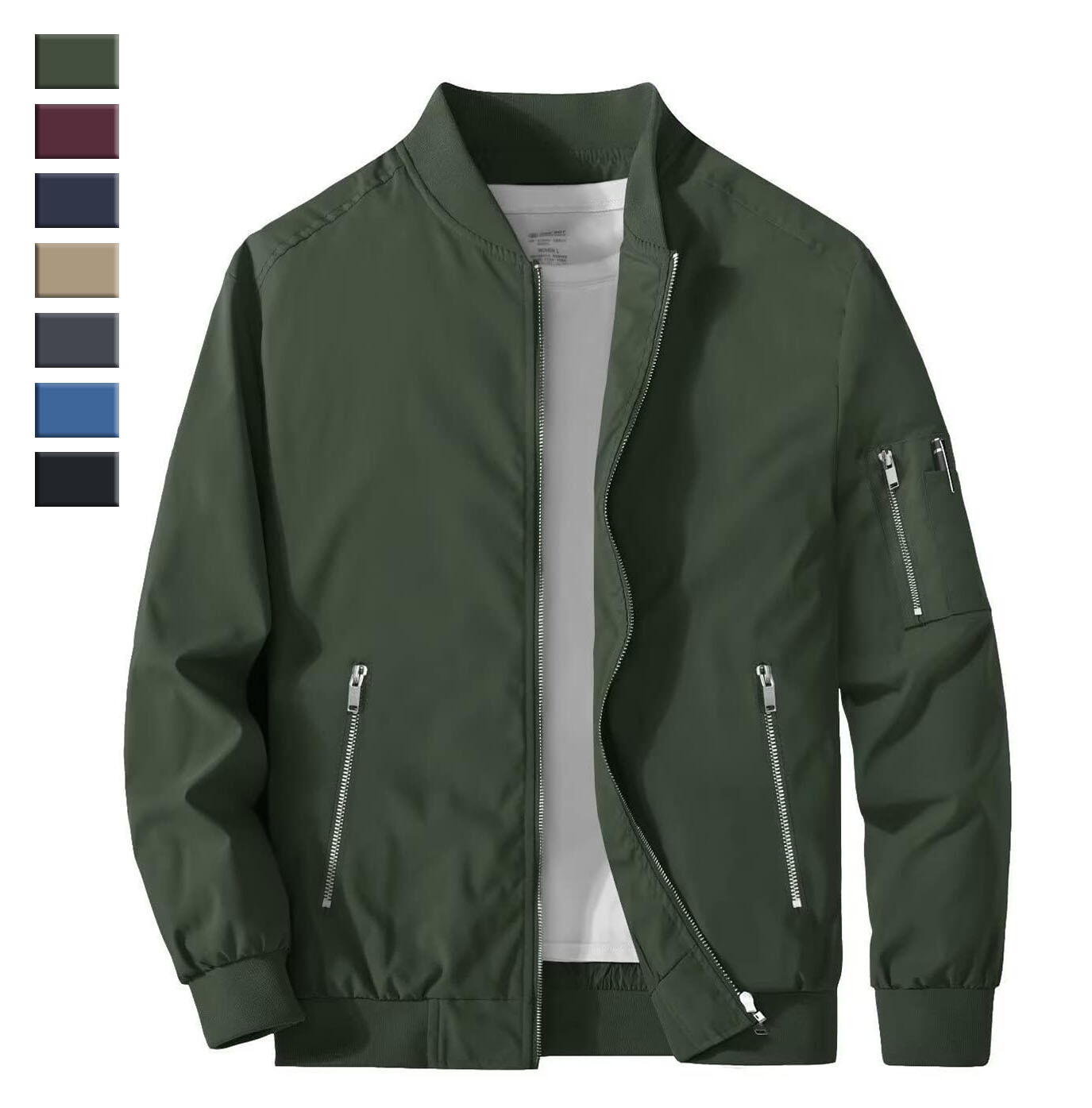Men’s Casual Varsity Bomber Jacket Spring Lightweight Baseball Coat Windbreaker