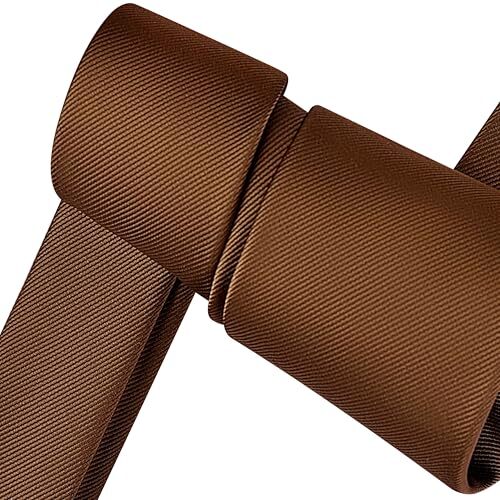 Branduce 3.15″（8cm） Men’s Solid Color Formal Woven Necktie + Gift Box Brown