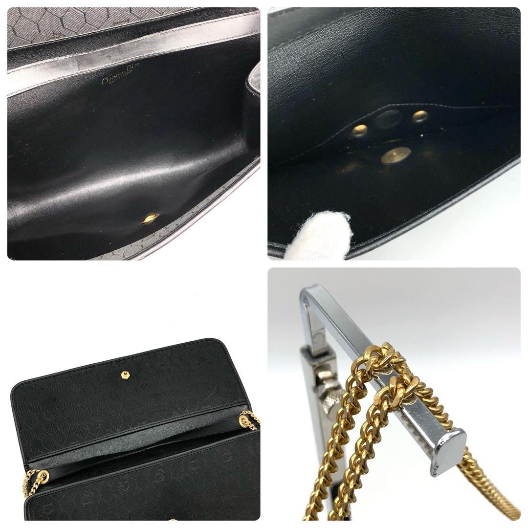 Christian Dior Bag Shoulder Logo Hardware Black Trotter Chain