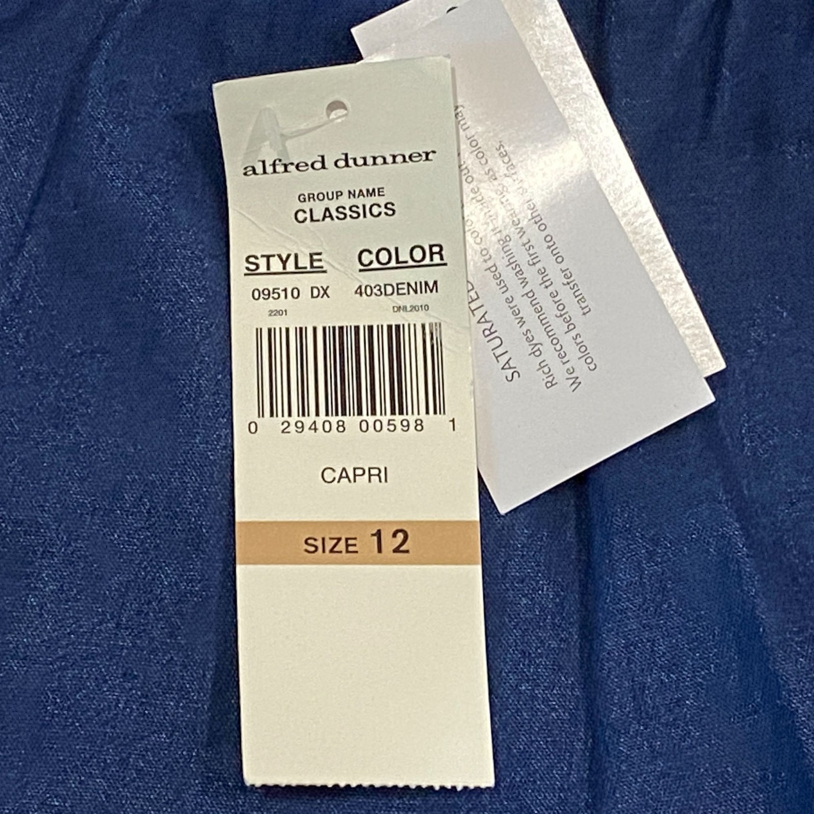 Alfred Dunner Capri Pants Size 12 Comfort Waist Classic Fit Navy Blue Stretch