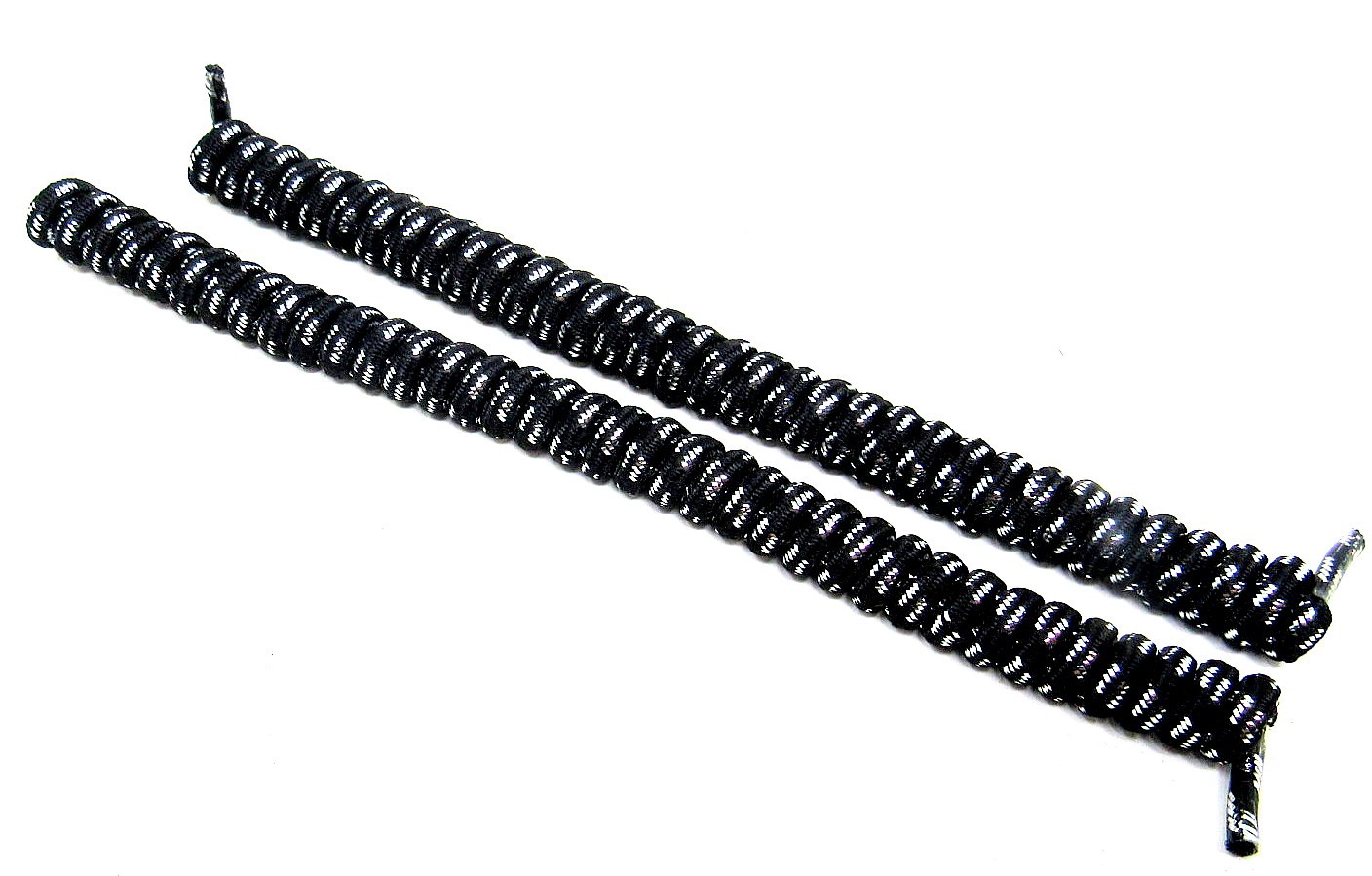 2 Black Silver No Tie Spiral Laces Shoes 6 to 28 inches No Headache Sun Visor us