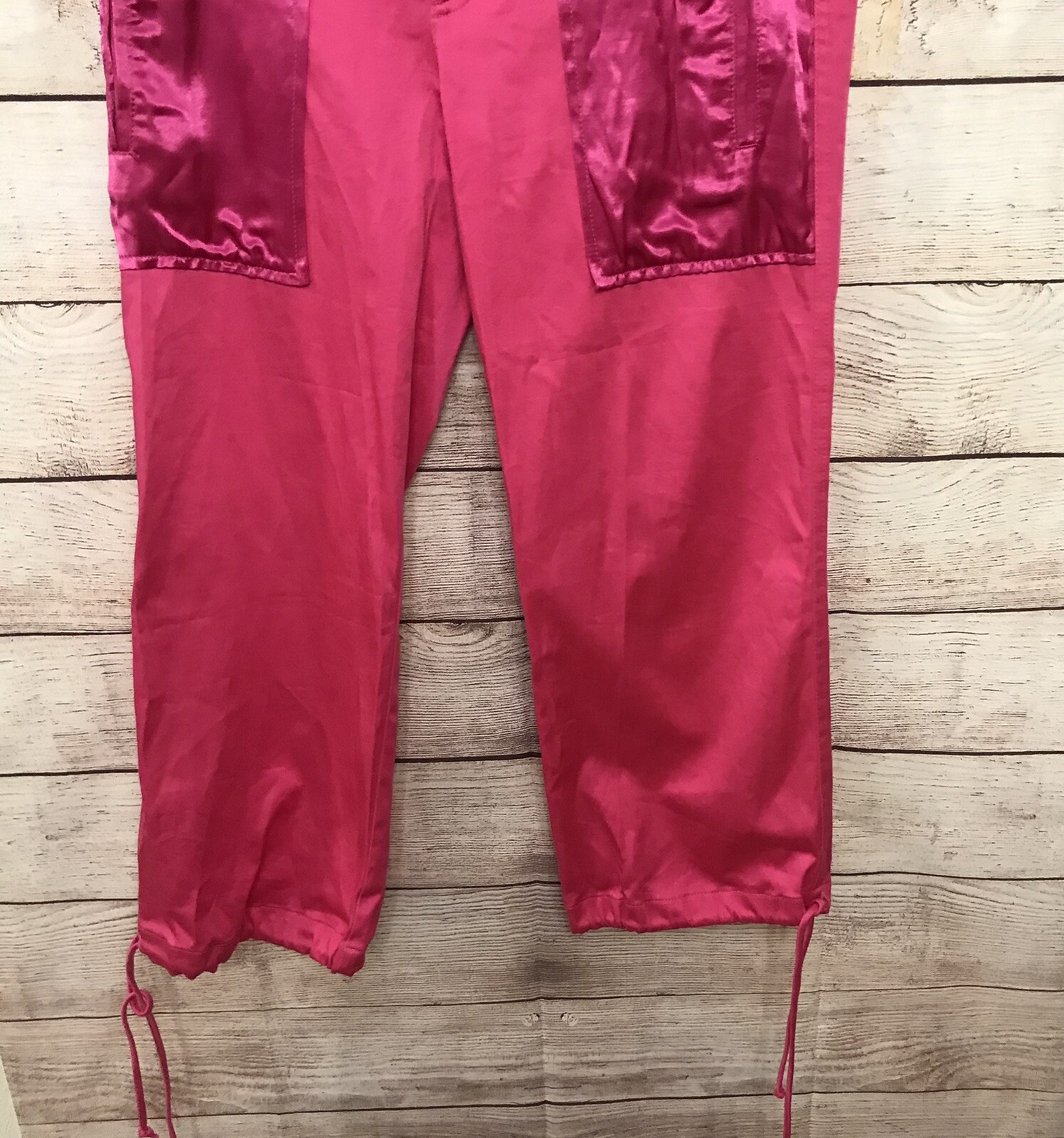 NWT Rampage Clothing Co Pink Capri Pants Satin Accents Leg Ties Jr 7