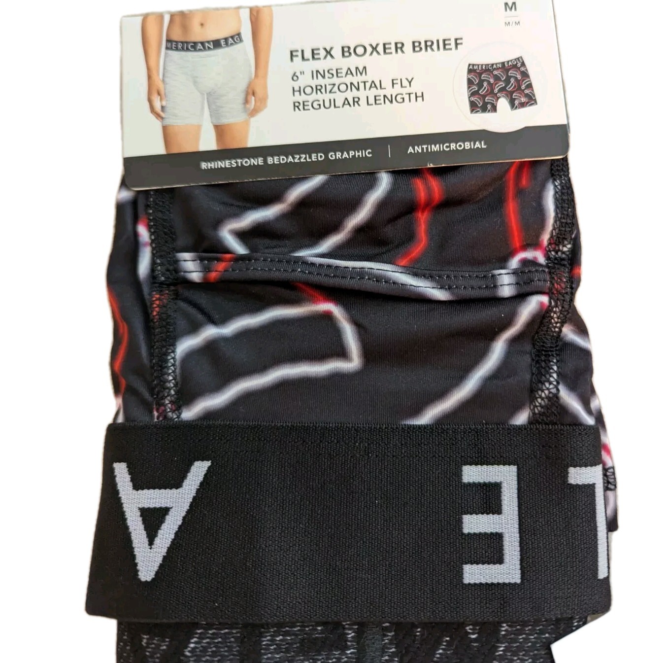 American Eagle Men’s M 32-34 Stretch Boxer Shorts Christmas Rhinestones