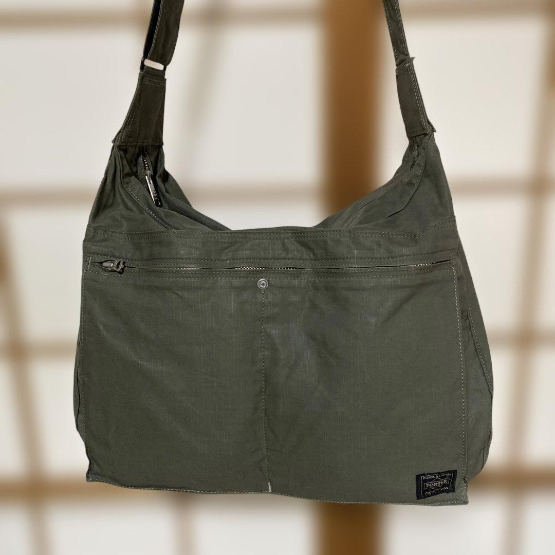 Yoshida Porter Shoulder Bag Khaki Large 42×35×15 Made in Japan