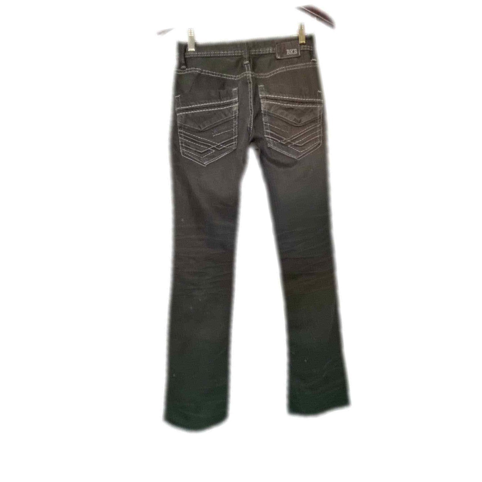 BKE Aiden Black Bootcut Jeans Size 25 Contrast Stitch Whiskered Denim