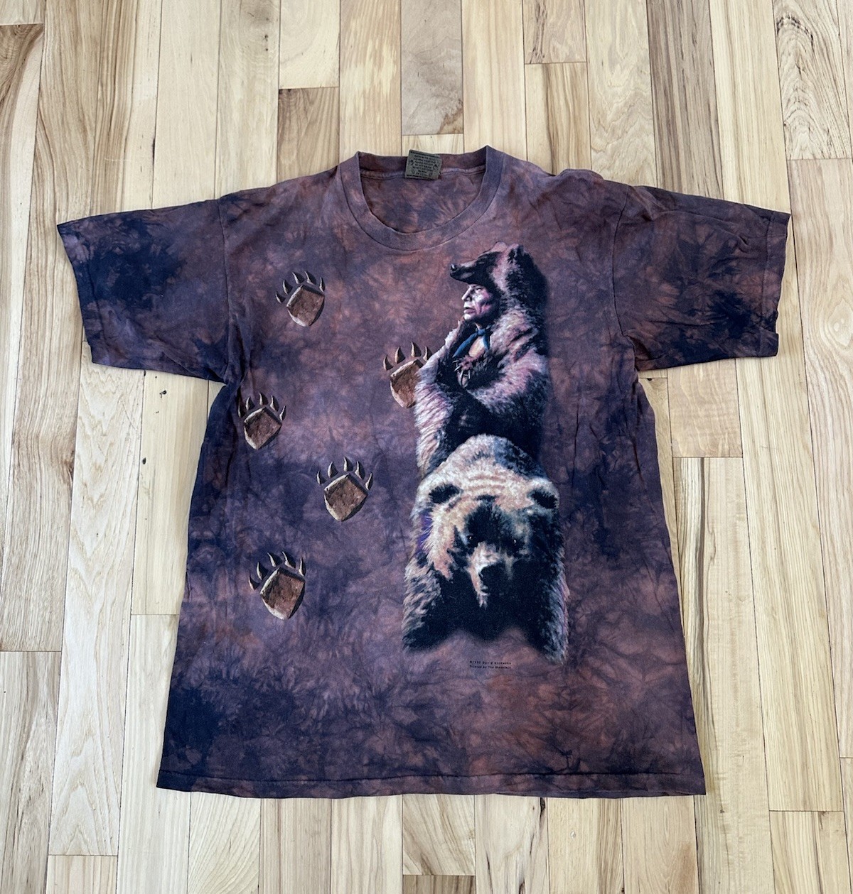 VTG 1997 The Mountain T-Shirt XL David Kaskaske Native American Bear Tracks
