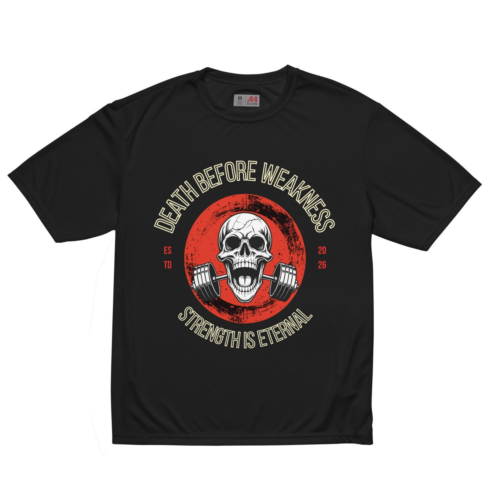Gym Skull T Shirt Strength Workout Tee A4 N3142 Performance Shirt