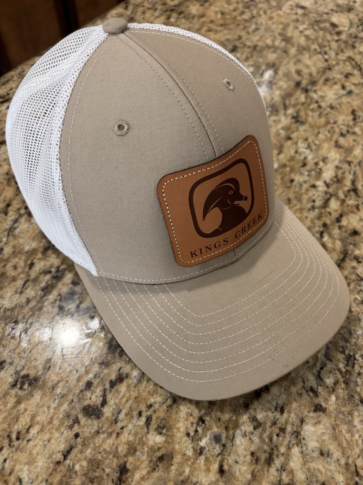 Kings Creek Trucker Hat, Mesh Back, Tan/Khaki & White, Men’s Cap