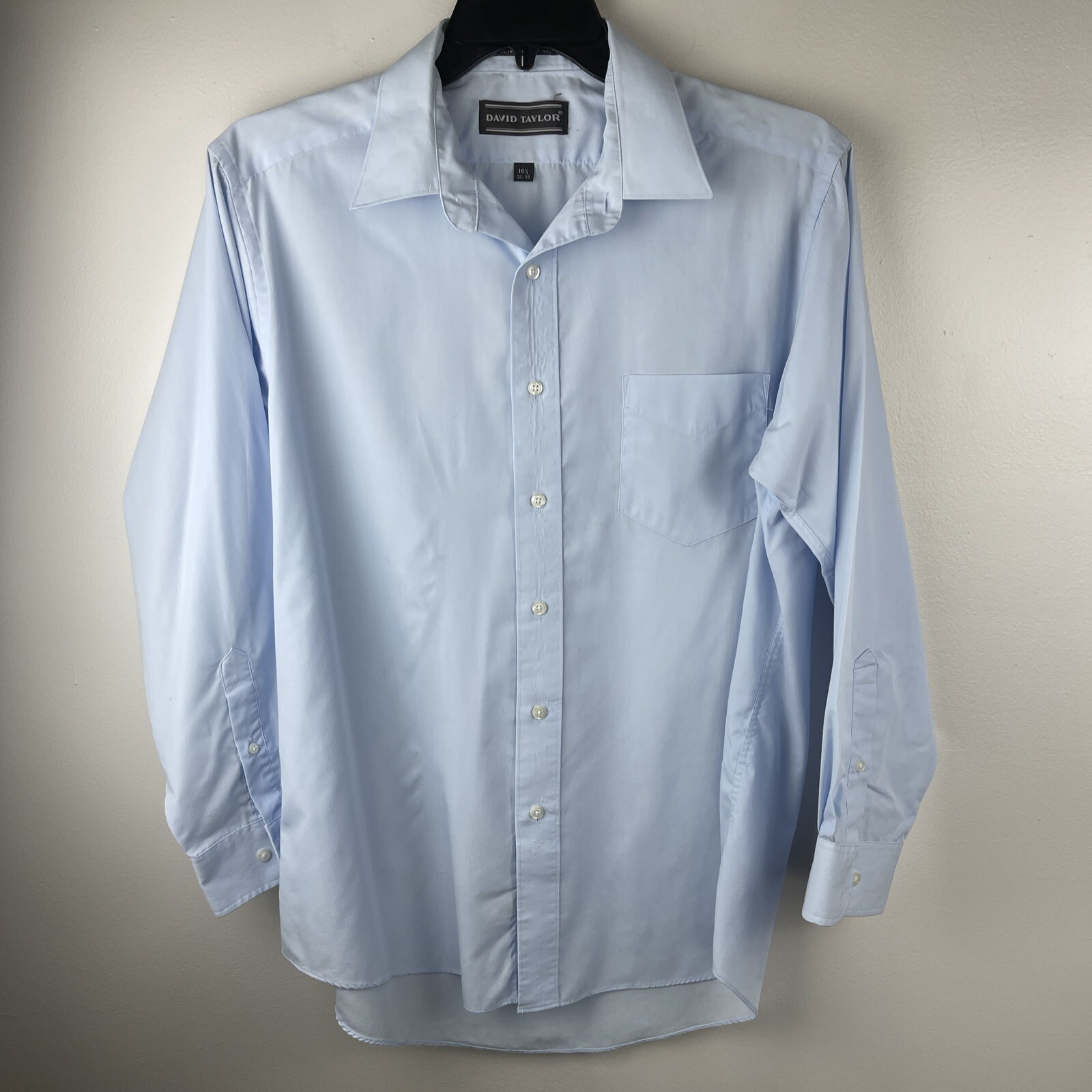 David Taylor Blue Button Down Dress Shirt Size 16 1/2 32/33