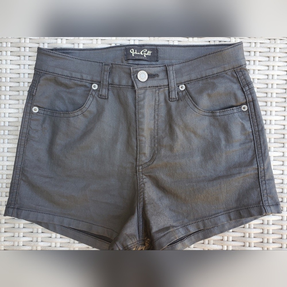 Brandy Melville John Galt shorts black waxed matte high rise Small 26