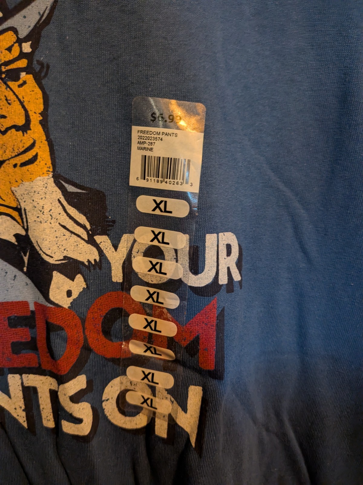 Delta Pro Weight Pro Weight XL Blue Cotton Uncle Sam Patriotic Graphic Tee