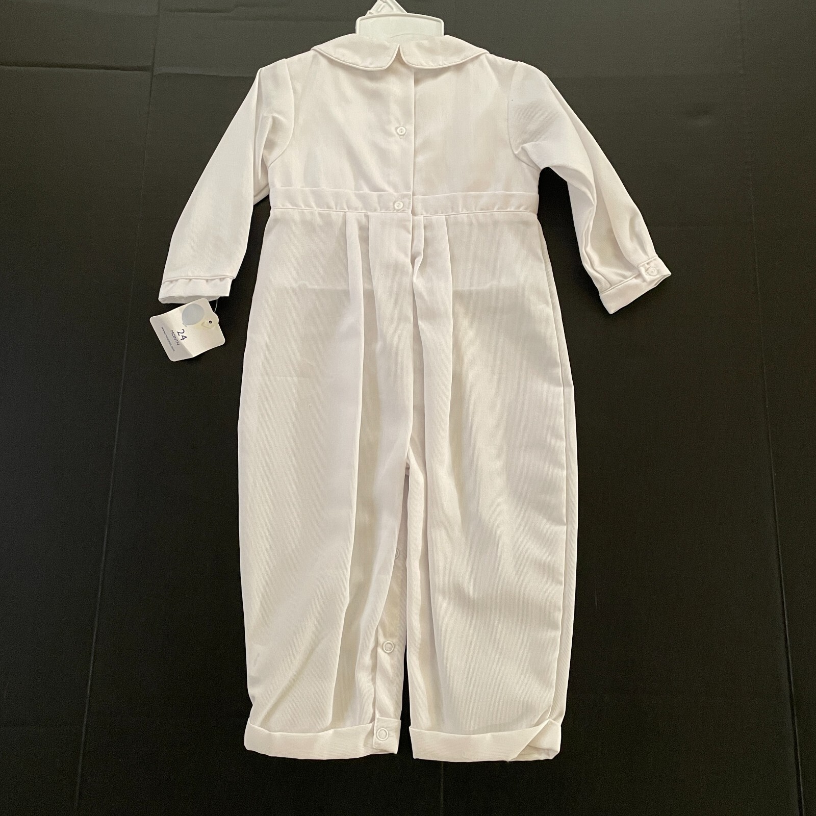 Petit Ami Boys Christening Baptism Outfit 24 Mon White Coverall Bonnet Set Tucks