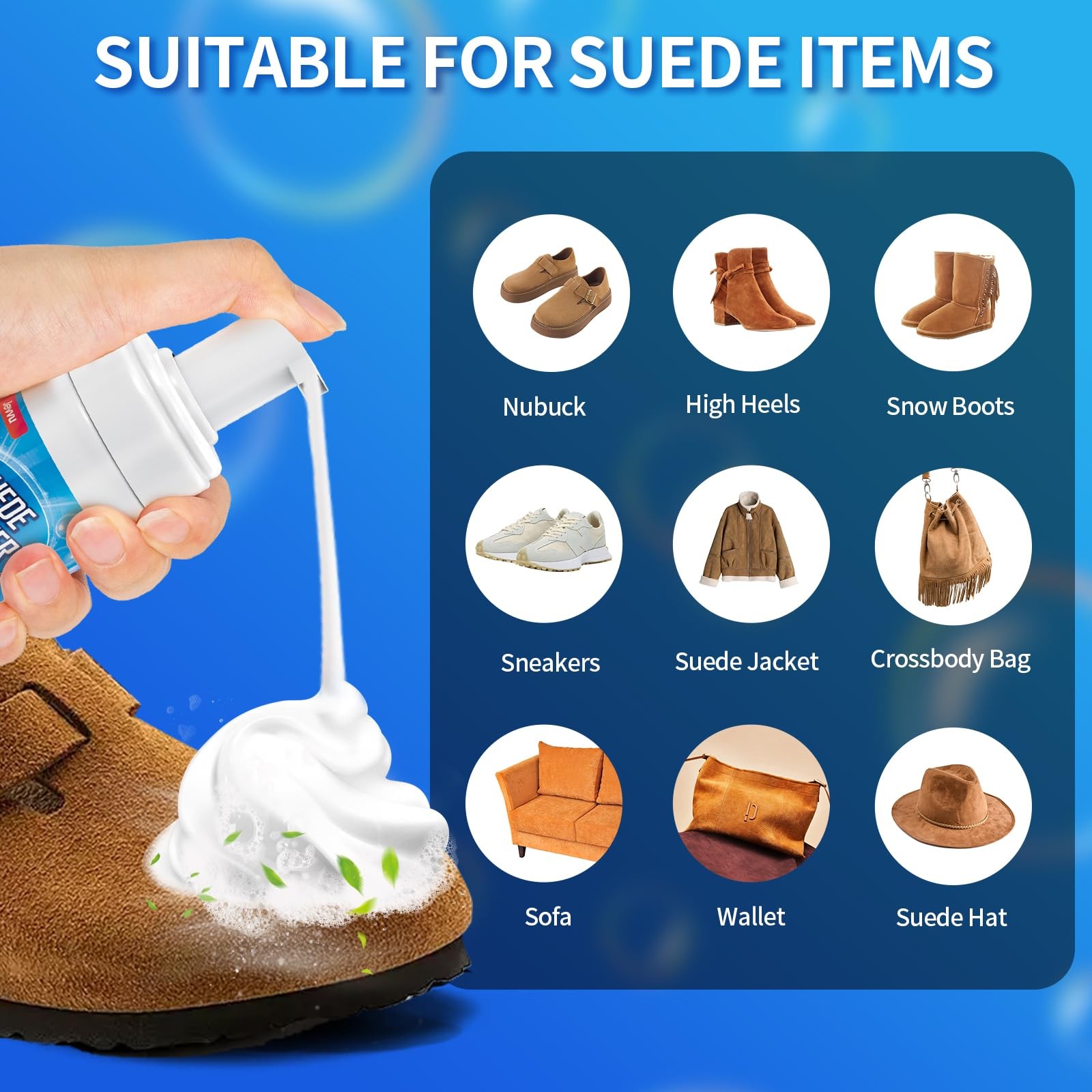 Suede Shoe Cleaner, 6.76 fl oz Suede and Nubuck Cleaning Kit with Brush & Tow…