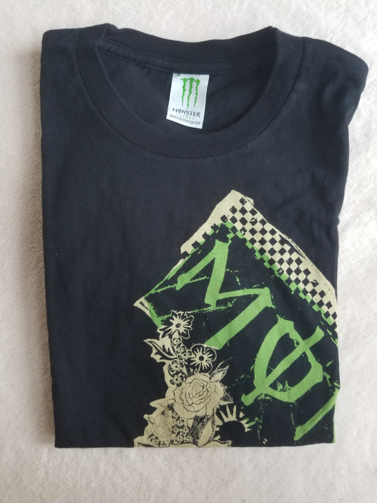 New Monster Energy Athlete Only Tshirt Black Wrap Logo Graphic Small Y2K Rare