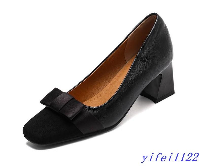 Womens Bowtie Square Toe Pumps Dress Casual Office Ladies Club Formal Work Shoes