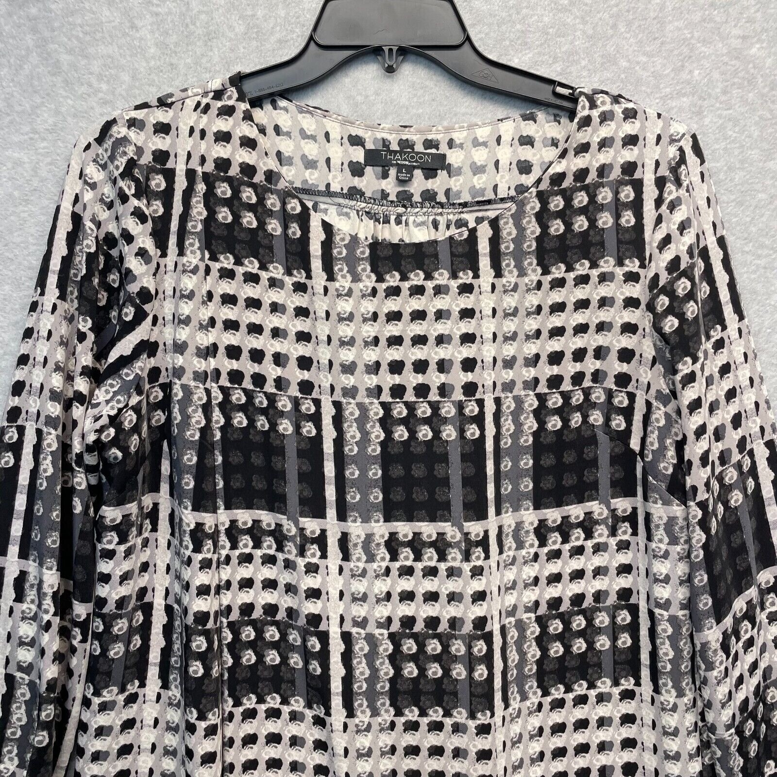 Thakoon Dress Womens Large Long Sleeve Black Polka Dot Abstract Artsy Designer