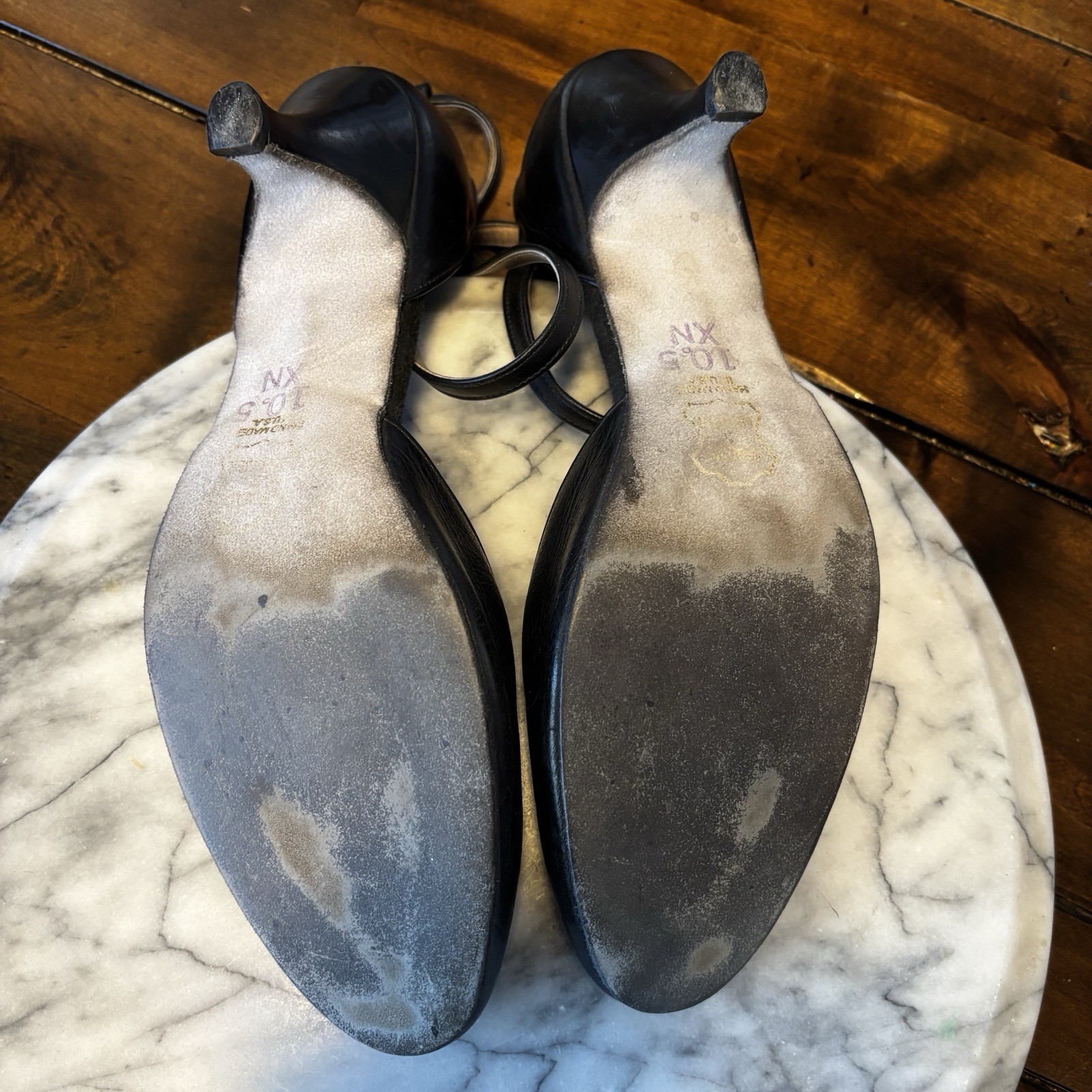 Celebrity Ballroom Dance Shoes Natasha Black Glove Leather 2.5″ Heel Sz 10.5 USA