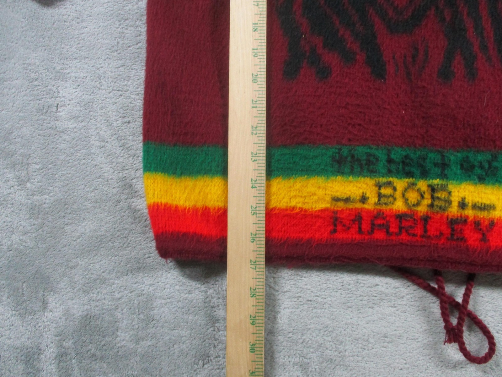 Tahuantinsuyo Sweater Mens M Red Wool Bob Marley Hooded Full Zip Graphic Rasta
