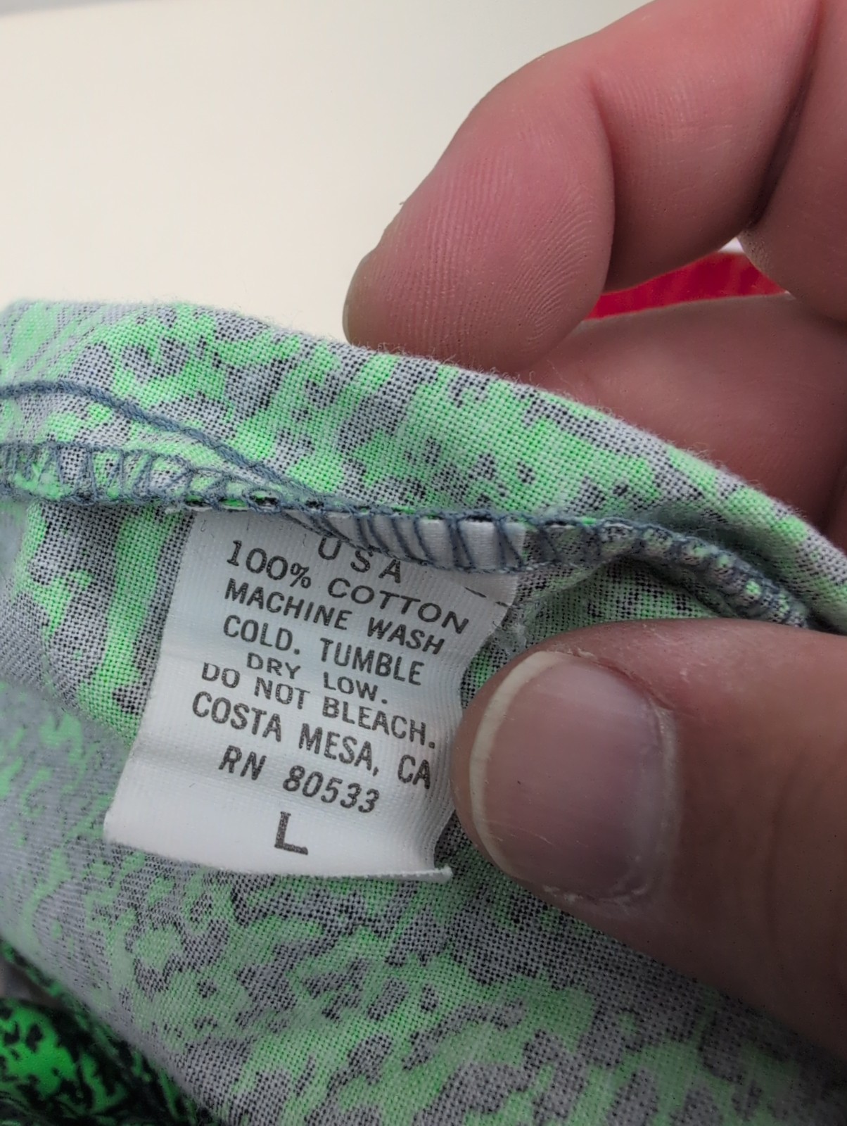 Vintage Rad Raggs Neon Green Abstract Print Hammer Pants Size L USA Made 80s 90s