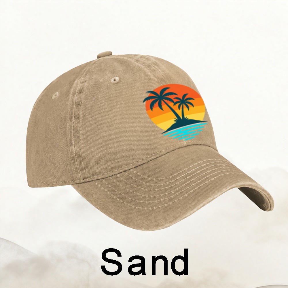 Striped Sunset Palm Trees Baseball Cap Tropical Dad Hat