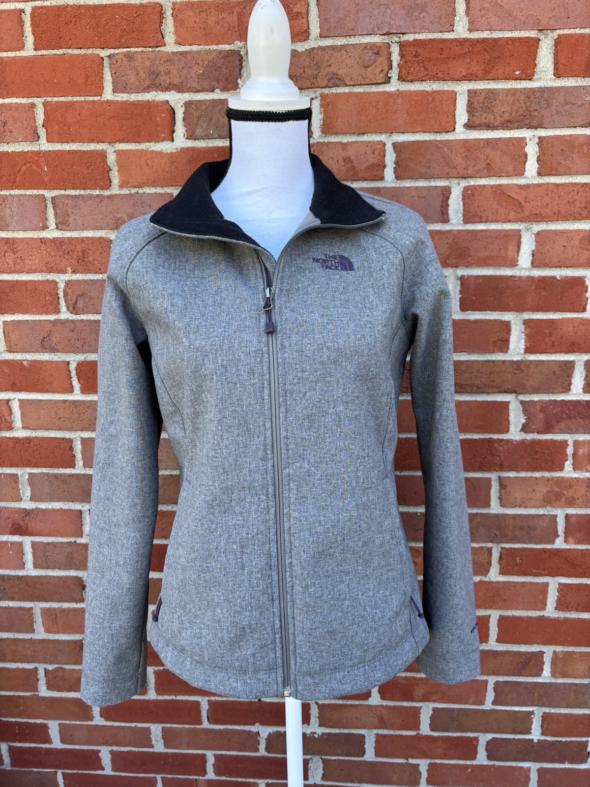 The North Face Apex Gray Full-Zip Softshell Fleece Lined Jacket Womens Small