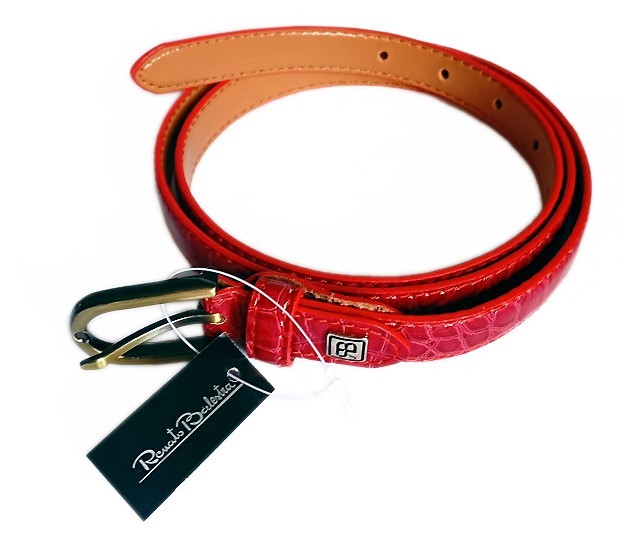 RENATO CROSSBOW RED FAUX LEATHER BELT