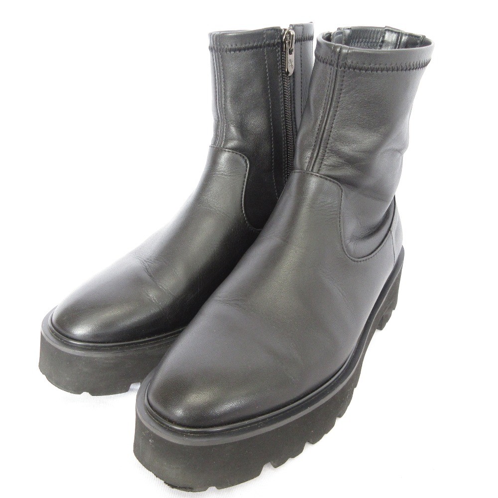 GINZA Kanematsu Side-Zip Short Boots, 9.3″” Black Women USED