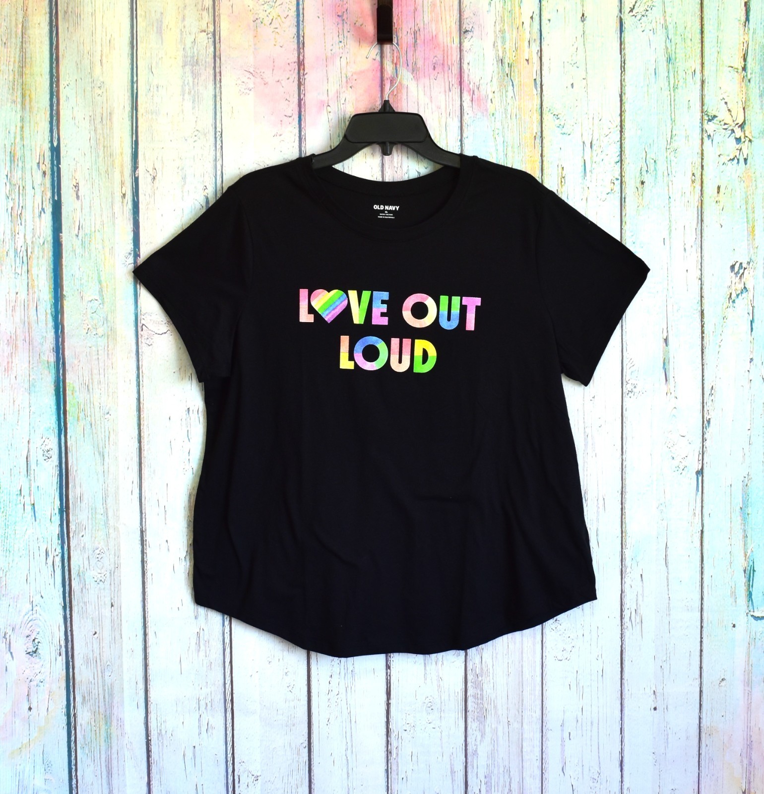 Unisex Old Navy Gender-Neutral Matching Pride T-Shirt Love Out Loud XLARGE Black