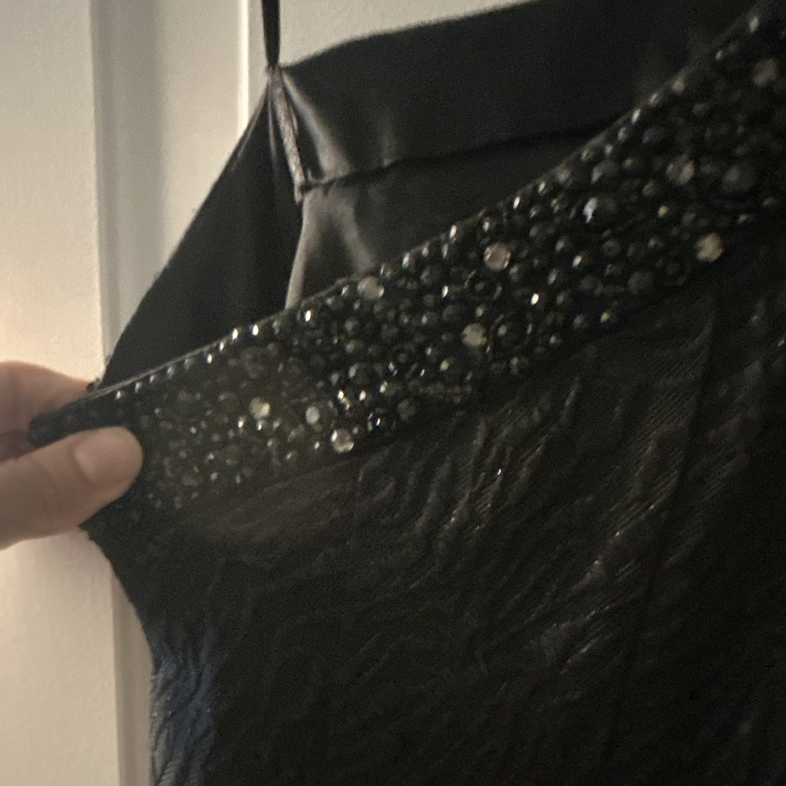 Carmen Marc Valvo Black Sequin One-Shoulder Sleeveless Maxi Dress Size 2