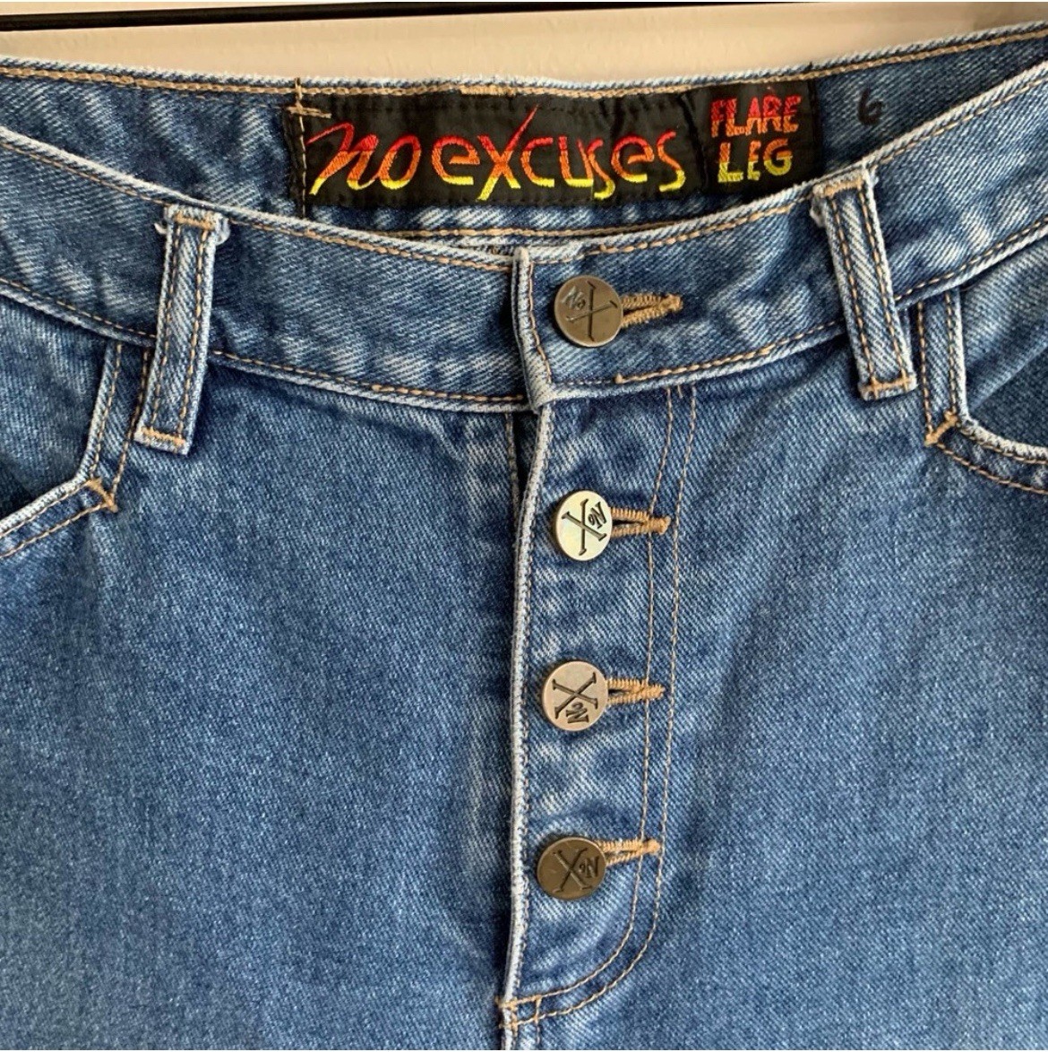Vintage • No Excuses Y2k button fly bootcut jeans