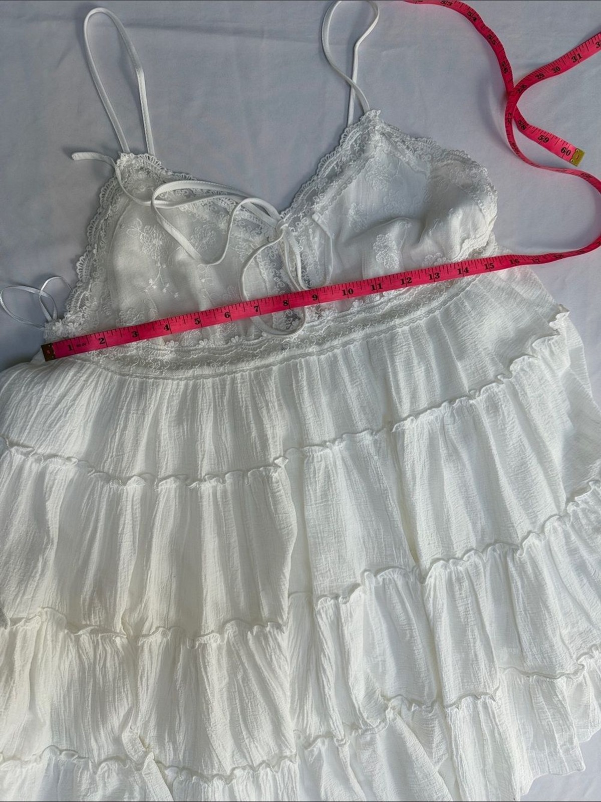 Altar’d State White Tiered Cami Spaghetti Strap Mini Sun Dress Bohemian