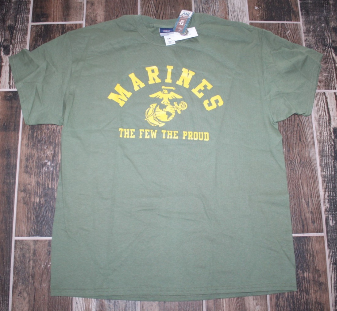 NWT Men’s MV SPORT Marines Olive Green “The Few The Proud” Graphic Tee Shirt XL