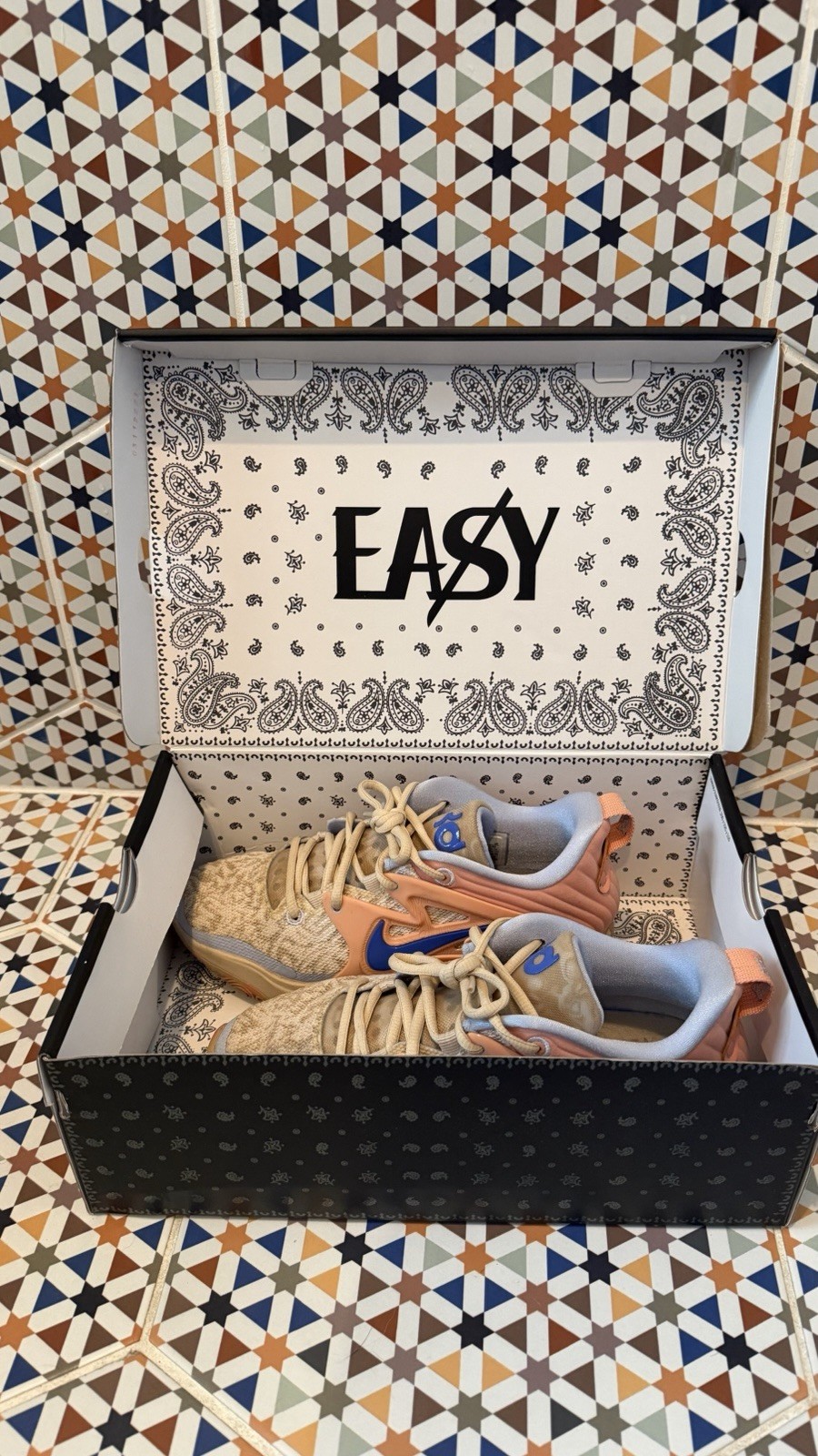 Nike KD 15 The Ground Up Sneakers Lace Up US 6.5 EU 39 Beige Pink Blue
