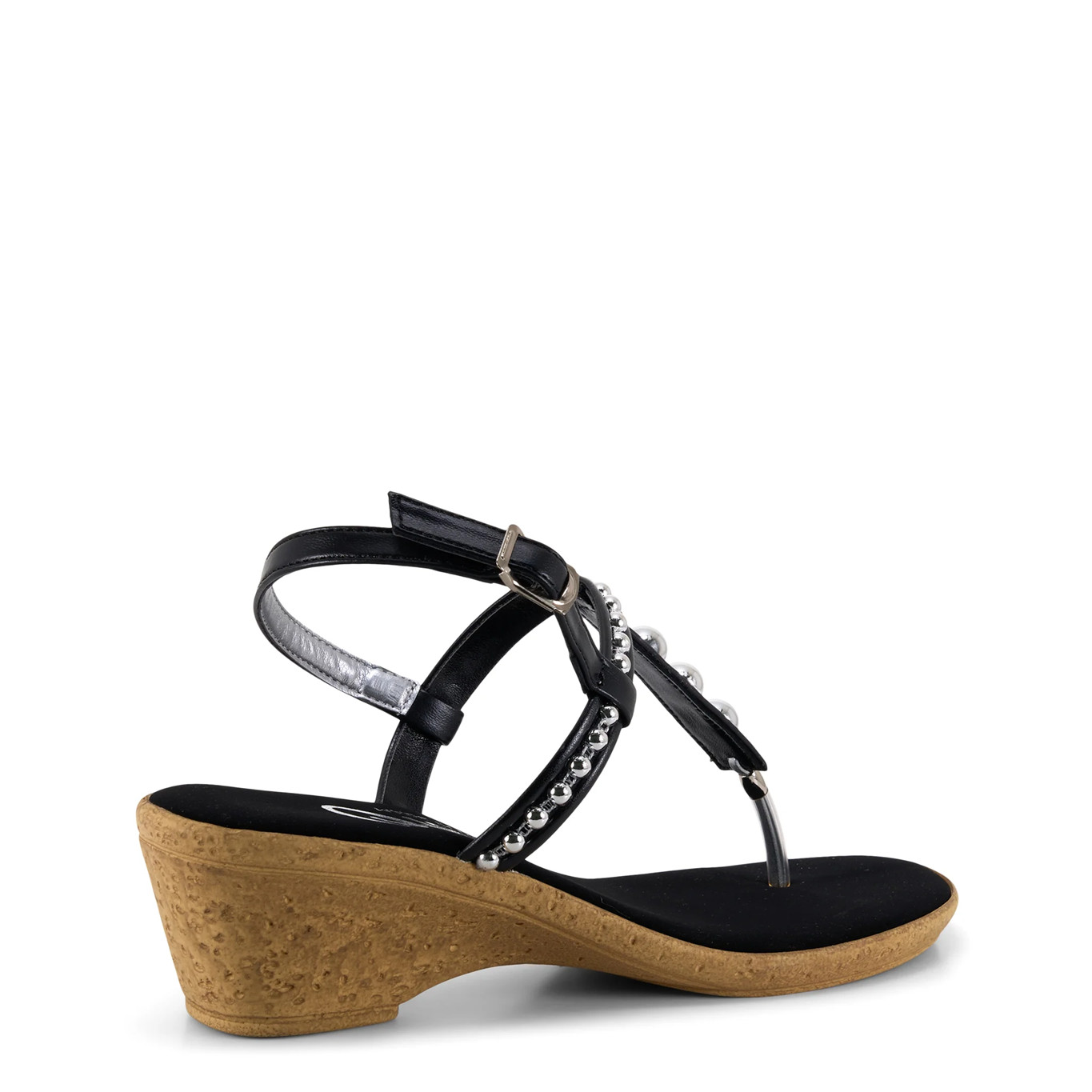 Onex Mykanos Black Strappy Toe Post Cork Wedge Sandal Womens sizes 5-11 NEW