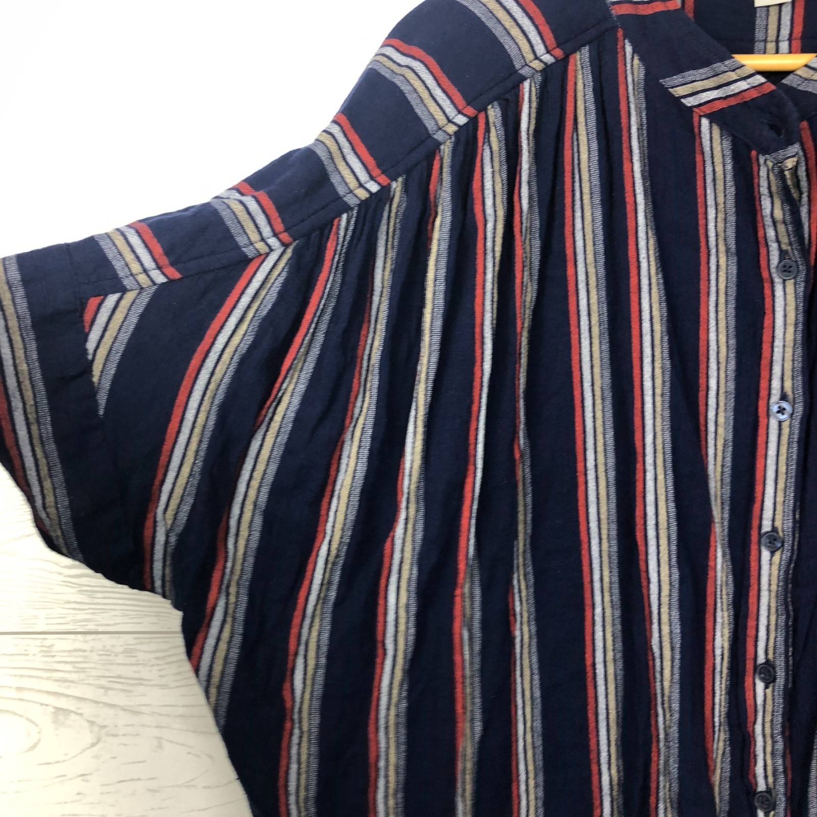 Falls Creek Women’s 2X Striped Button Front Shirt Dolman Sleeve Cotton Blend