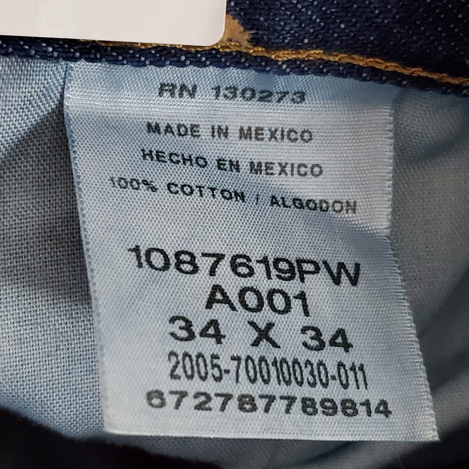Rustler Men Jeans 34X34 Blue Denim Straight Leg Durable Heavyweight NWT