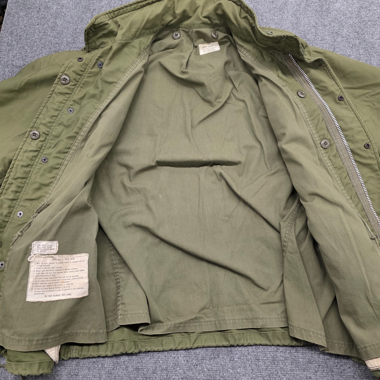 OG-107 Vtg 60s M65 Field Jacket Vietnam Era Army Coat Men Green – SHORT LARGE