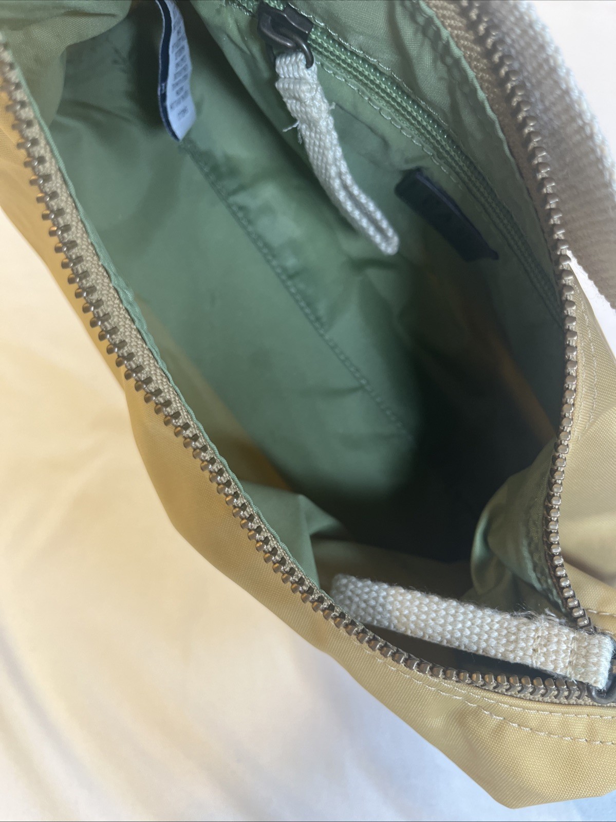 Gap Tan Shoulder Bag Mini Purse Y2K Zip Shut 9.5 x 4.5 Inches Canvas Strap