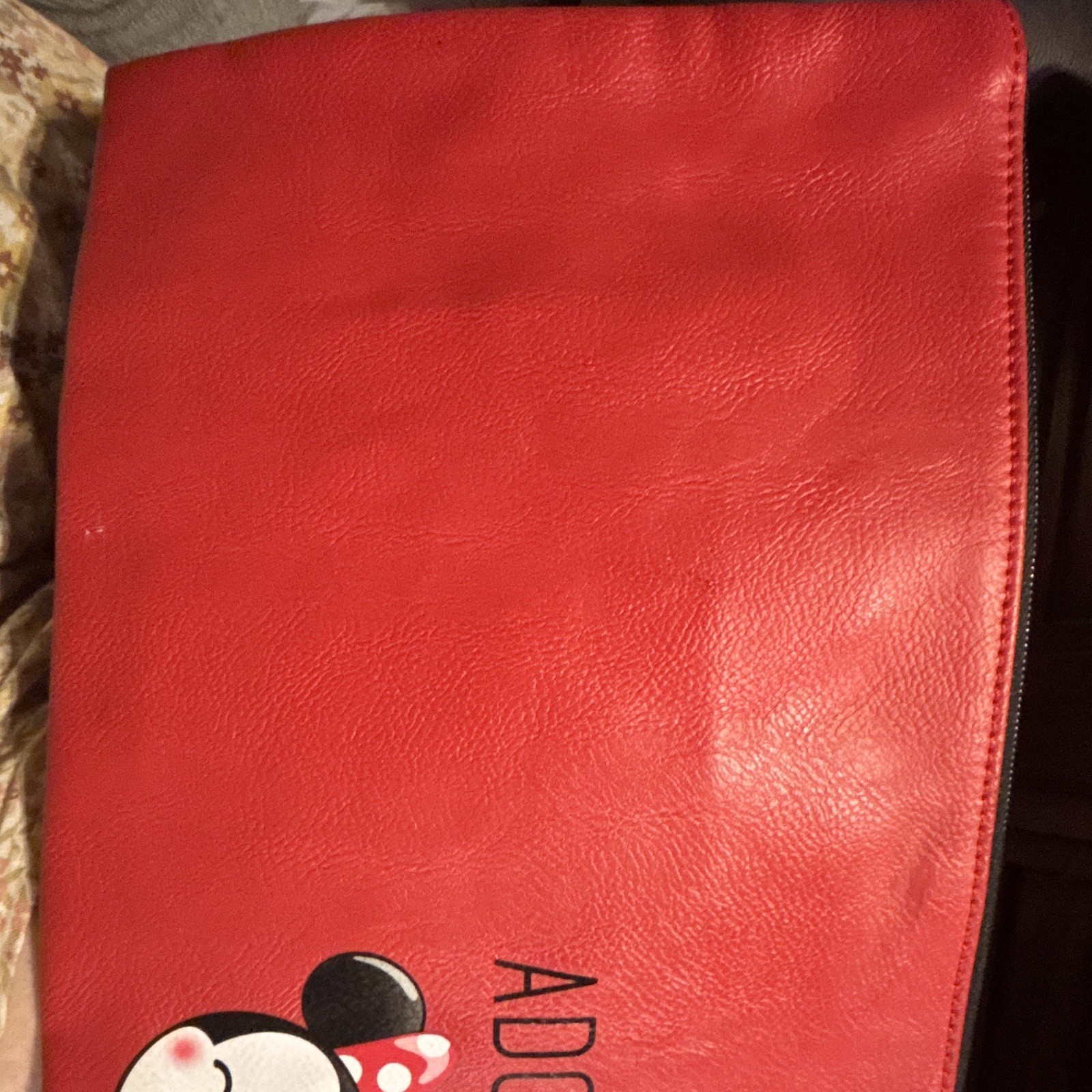 Disney Minnie Mouse Red Zip Wristlet Clutch w/ Applique, Lined Pockets