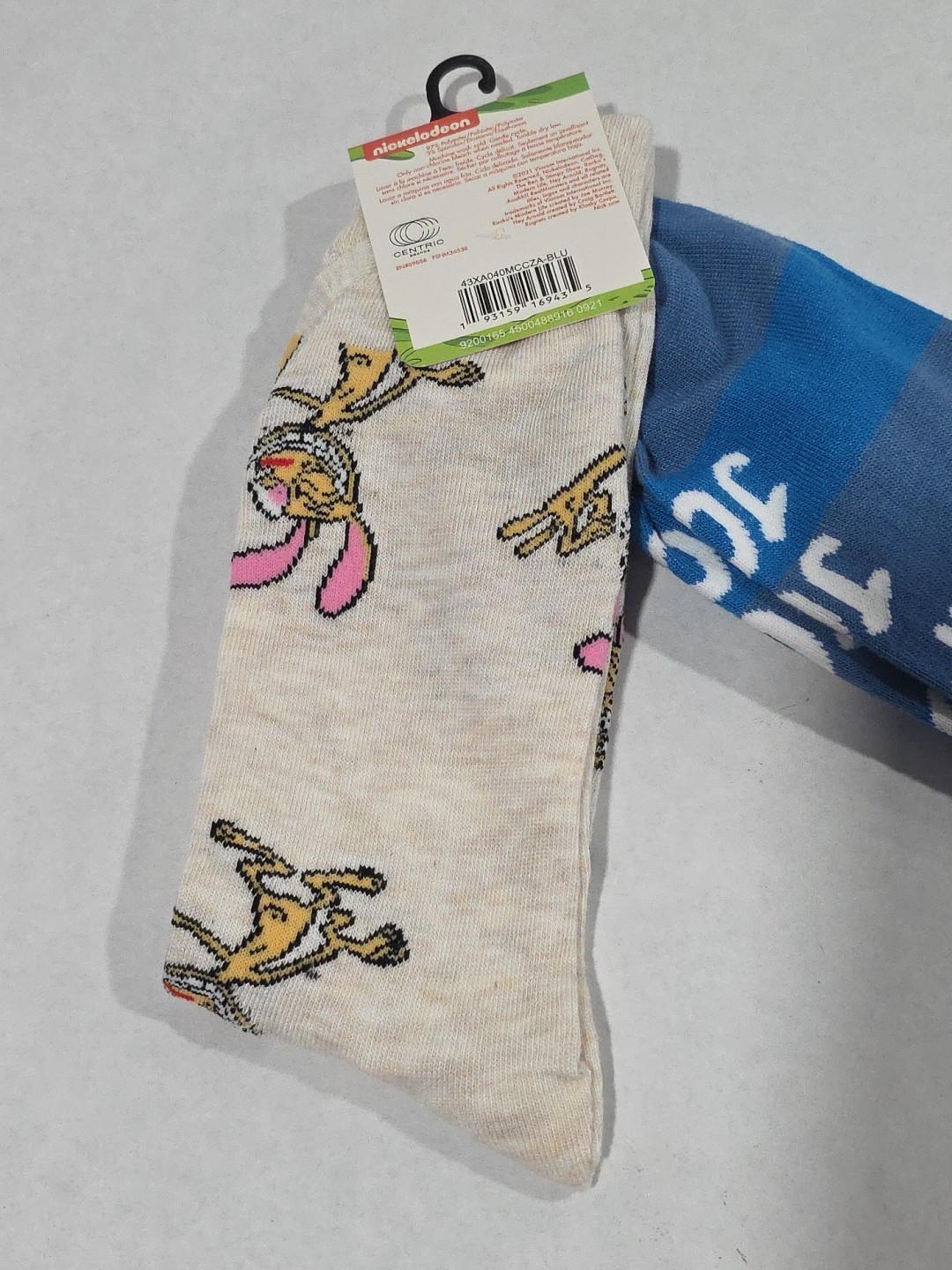 Nickelodeon Ren Stimpy Cartoon Novelty Socks 2 Pairs Unisex Fits Sizes 6-12 NWT