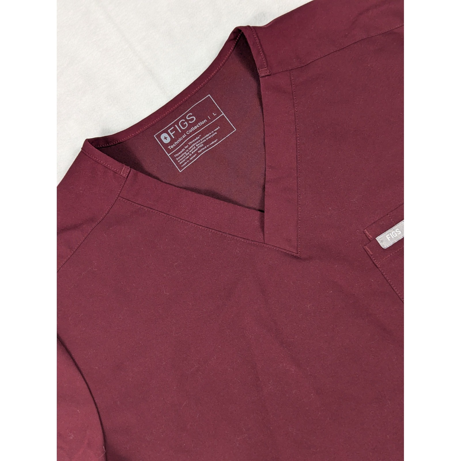 Figs Catarina One-pocket Dark Magenta Mens Scrub Top Size Large