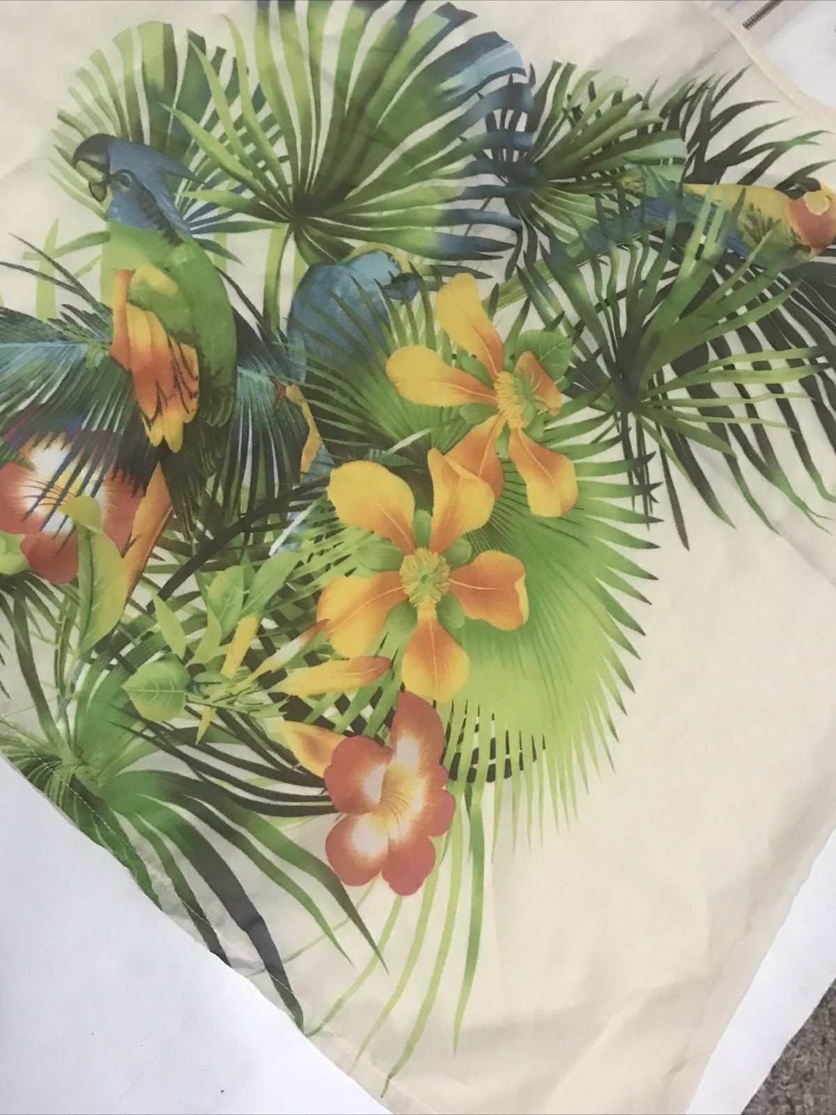 Nue Options Blouse Size 2X Beige Floral Sheer Sleeveless 2611