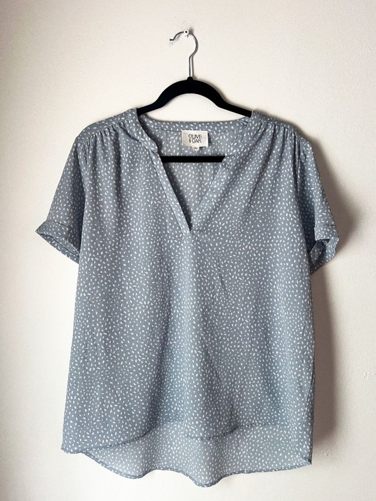 Olive + Oak Blue Speckled Blouse XL | Cottagecore Coastal Grandmother Boho Relax